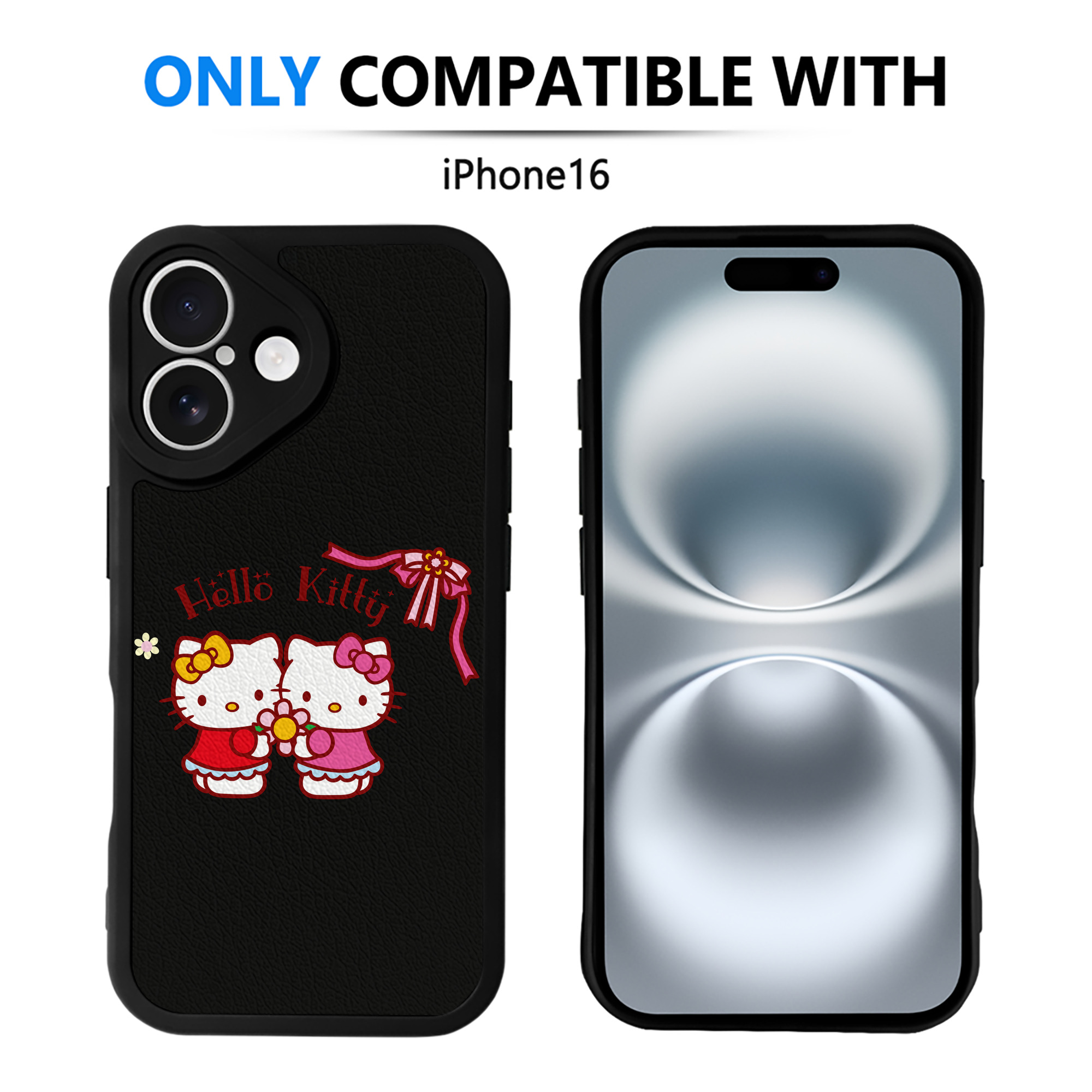 （画像用） Hello Kitty ハローキティ 【iPhone 16シリーズ対応】シリコンスマホケース（レザー調） 材質：シリコン